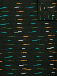 Dark Green Multi Color Pochampally Hand Weaved Ikat Fabric Per Meter - F002F830