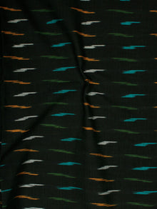 Dark Green Multi Color Pochampally Hand Weaved Ikat Fabric Per Meter - F002F830