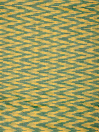 Green Yellow Pochampally Hand Weaved Ikat Mercerised Cotton Fabric Per Meter - F002F831