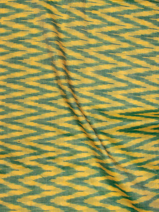 Green Yellow Pochampally Hand Weaved Ikat Mercerised Cotton Fabric Per Meter - F002F831