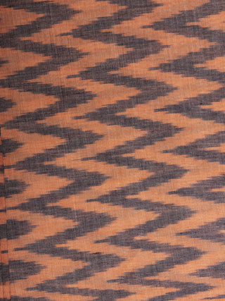 Peach Grey Pochampally Hand Weaved Ikat Mercerised  Fabric Per Meter - F002F832