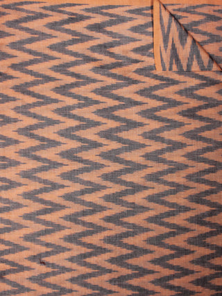 Peach Grey Pochampally Hand Weaved Ikat Mercerised  Fabric Per Meter - F002F832