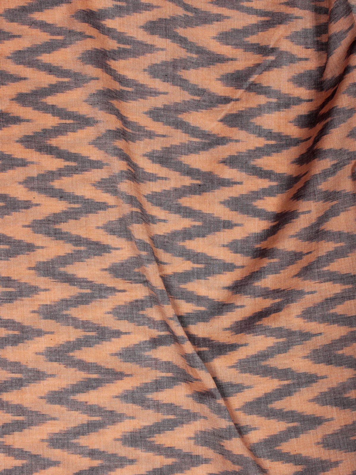 Peach Grey Pochampally Hand Weaved Ikat Mercerised  Fabric Per Meter - F002F832