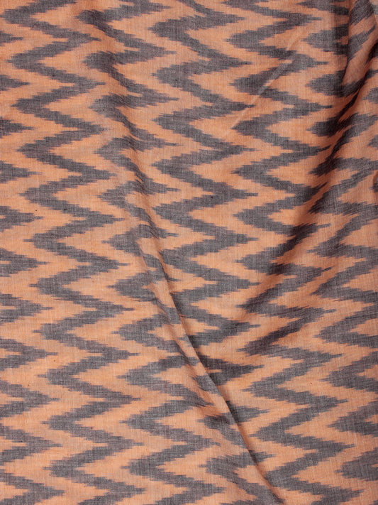 Peach Grey Pochampally Hand Weaved Ikat Mercerised  Fabric Per Meter - F002F832