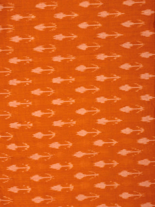 Orange Ivory Pochampally Hand Weaved Ikat Mercerised Cotton Fabric Per Meter - F002F833