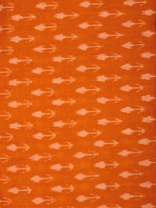 Orange Ivory Pochampally Hand Weaved Ikat Mercerised Cotton Fabric Per Meter - F002F833