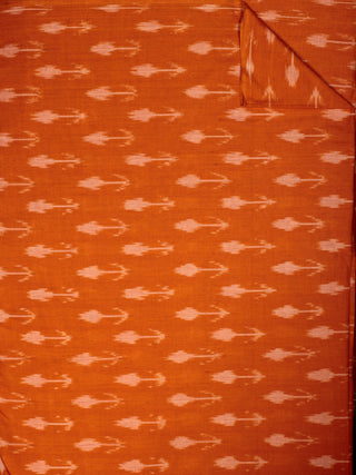 Orange Ivory Pochampally Hand Weaved Ikat Mercerised Cotton Fabric Per Meter - F002F833