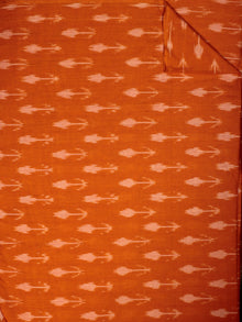 Orange Ivory Pochampally Hand Weaved Ikat Mercerised Cotton Fabric Per Meter - F002F833