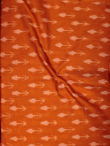 Orange Ivory Pochampally Hand Weaved Ikat Mercerised Cotton Fabric Per Meter - F002F833