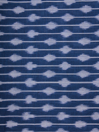Indigo Ivory Pochampally Hand Weaved Ikat Mercerised  Fabric Per Meter - F002F834