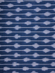 Indigo Ivory Pochampally Hand Weaved Ikat Mercerised  Fabric Per Meter - F002F834