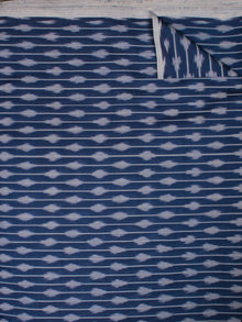Indigo Ivory Pochampally Hand Weaved Ikat Mercerised  Fabric Per Meter - F002F834