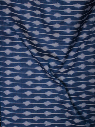 Indigo Ivory Pochampally Hand Weaved Ikat Mercerised  Fabric Per Meter - F002F834