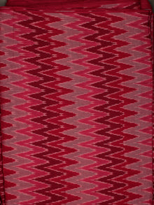 Red Maroon Pink Ivory Pochampally Hand Weaved Ikat Mercerised Cotton Fabric Per Meter - F002F835