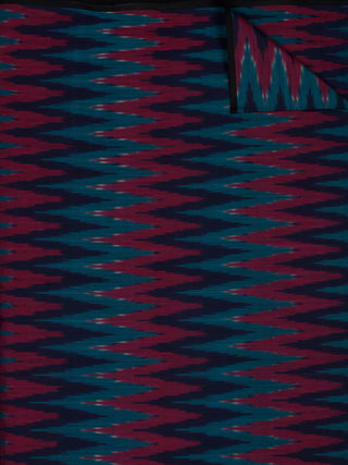 Indigo Lavender Teal Blue Pochampally Hand Weaved Ikat Mercerised  Fabric Per Meter - F002F838