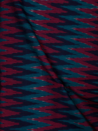 Indigo Lavender Teal Blue Pochampally Hand Weaved Ikat Mercerised  Fabric Per Meter - F002F838