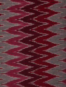 Maroon Red Pink Grey Pochampally Hand Weaved Ikat Mercerised Cotton Fabric Per Meter - F002F839