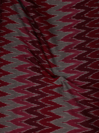 Maroon Red Pink Grey Pochampally Hand Weaved Ikat Mercerised Cotton Fabric Per Meter - F002F839