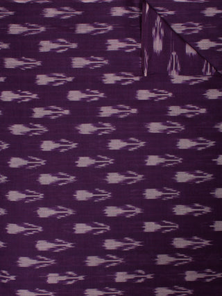 Purple Ivory Pochampally Hand Weaved Ikat Mercerised Cotton Fabric Per Meter - F002F841