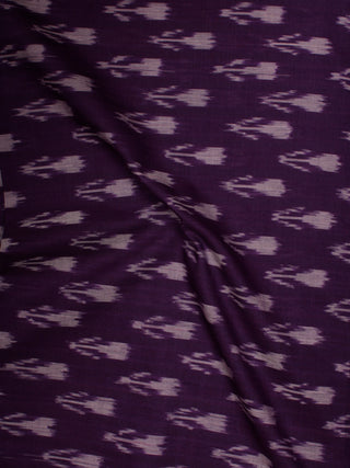 Purple Ivory Pochampally Hand Weaved Ikat Mercerised Cotton Fabric Per Meter - F002F841