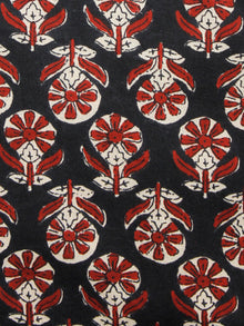 Black Beige Red Hand Block Printed Cotton Fabric Per Meter - F001F1484