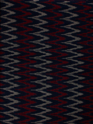 Indigo Maroon Grey Pochampally Hand Weaved Ikat Mercerised  Fabric Per Meter - F002F842