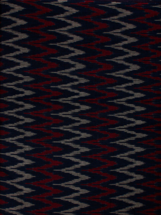 Indigo Maroon Grey Pochampally Hand Weaved Ikat Mercerised  Fabric Per Meter - F002F842