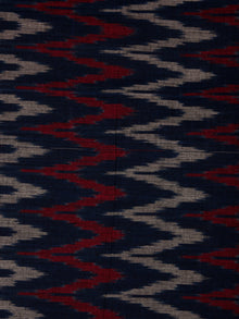 Indigo Maroon Grey Pochampally Hand Weaved Ikat Mercerised  Fabric Per Meter - F002F842