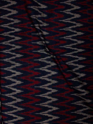 Indigo Maroon Grey Pochampally Hand Weaved Ikat Mercerised  Fabric Per Meter - F002F842