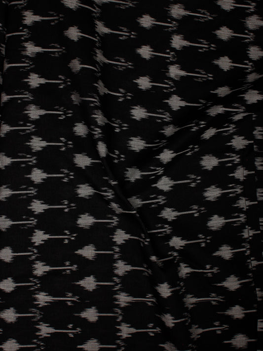 Black Ivory Pochampally Hand Weaved Ikat Mercerised Cotton Fabric Per Meter - F002F843