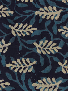 Indigo Blue Ivory Hand Block Printed Cotton Cambric Fabric Per Meter - F0916110