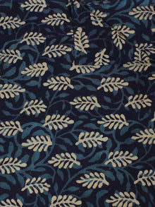 Indigo Blue Ivory Hand Block Printed Cotton Cambric Fabric Per Meter - F0916110