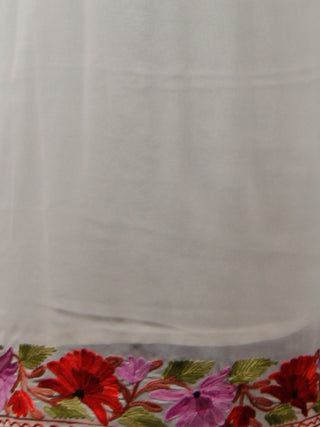 White Purple Red Maroon Green Aari Embroidered Georgette Saree From Kashmir - S031703072