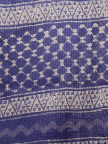 Purple Ivory Hand Block Printed Kota Doria Saree in Natural Colors - S031702831