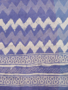 Purple Ivory Hand Block Printed Kota Doria Saree in Natural Colors - S031702835