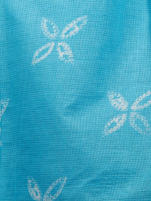 Sky Blue Hand Shibori Dyed Kota Doria Saree in Natural Colors - S031702838