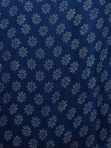 Indigo Sky Blue Coral Hand Block Printed Chiffon Saree with Zari Border - S031702818