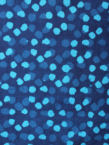 Indigo High Neck Hand Block Printed Cotton Flared Sleeves Back Buttons Top - T1086005