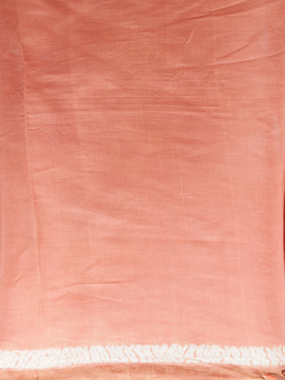 Peach White Chanderi Silk Hand Shibori Dyed Saree With Geecha Border - S031702940