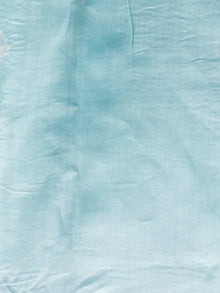 Sky Blue White Maheshwari Silk Hand Shibori Dyed Saree With Zari Border - S031702945