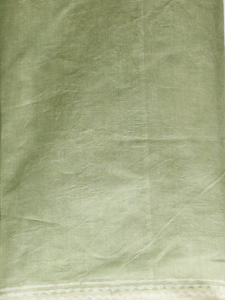 Pistachio Green Ivory Chanderi Silk Hand Block Printed Saree With Geecha Border - S031702934