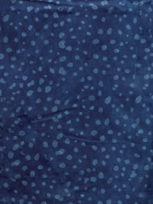 Indigo White Hand Block Printed Cotton Mul Saree - S031702955