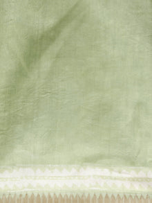 Pistachio Green Ivory Chanderi Silk Hand Block Printed Saree With Geecha Border - S031702935