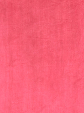 Punch Pink Ivory Maheshwari Silk Hand Block Printed Saree With Zari Border - S031702969