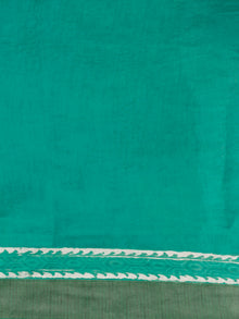 Green White Chanderi Silk Hand Block Printed Saree With Geecha Border - S031702937