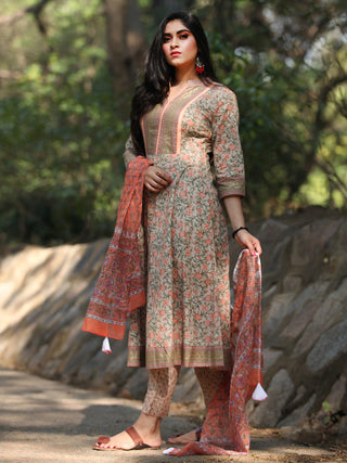 Jashn Falak - Set of Anarkali Kurta Pants & Dupatta - KS25E2387D