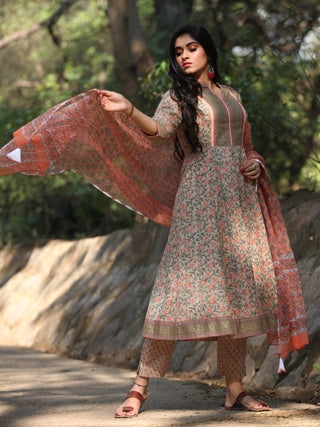 Jashn Falak - Set of Anarkali Kurta Pants & Dupatta - KS25E2387D