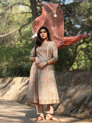 Jashn Falak - Set of Anarkali Kurta Pants & Dupatta - KS25E2387D