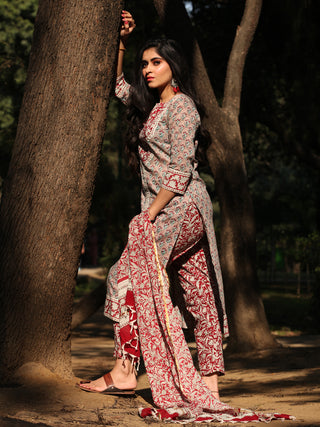 Jashn Noor - Set of Kurta Pants & Dupatta - KS78B2406D