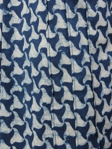 Indigo Hand Block Printed Elasticated Waist Pleated Cotton Palazzo - P1117058